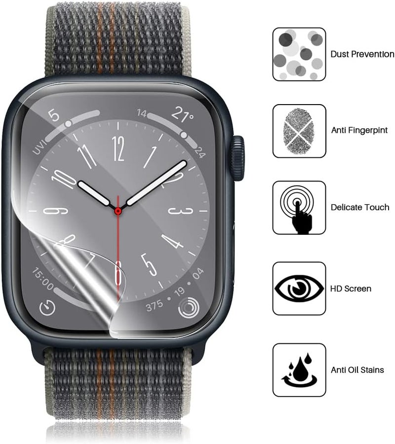 LK 6 Pack for Apple Watch 41mm / 40mm Screen Protector (Series 8 & 7 & 6) [Upgrade Flexible Film] Self-Healing, Ultra-thin Screen protector for Apple Watch 41mm, Touch Sensitive, Bubble Free - Image 5
